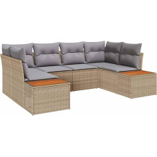 Gartensofa-Set mit Kissen 6 pcs Beige Poly-Rattan Gartenmöbel Modelis3348156