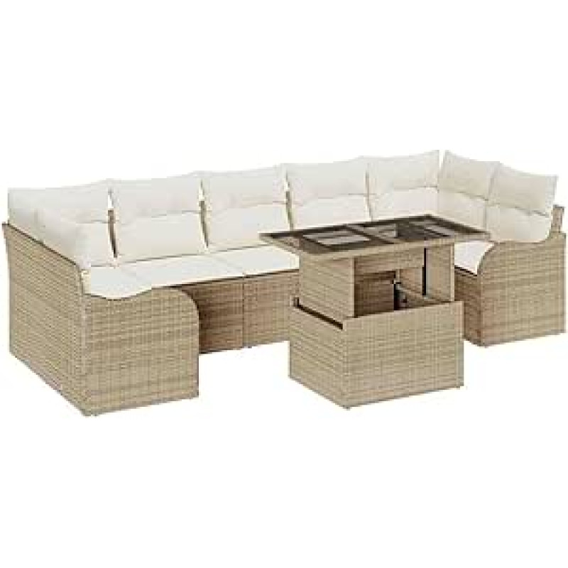 Gartensofa-Set mit Kissen 8 pcs Beige Poly-Rattan Gartenmöbel Modelis3348417