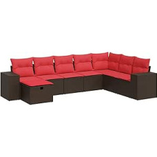 Modelis 3325740 8 dalių sodo sofos komplektas su pagalvėle Rudas poliuretano rotango sodo poilsio kambarys