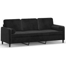 Kangmusi kangmusi3200896 3 vietų sofa su dekoratyvine pagalvėle Juoda 180 cm Velvet