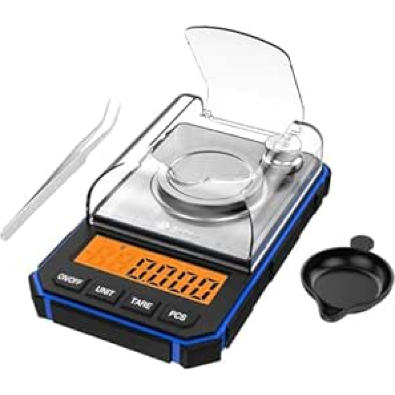 Skaitmeninės svarstyklės, 0,001 g, juvelyrinės svarstyklės, 50 g, elektroninės svarstyklės su LCD ekranu, mini kišeninės skaitmeninės svarstyklės, miligraminės svarstyklės (A2)
