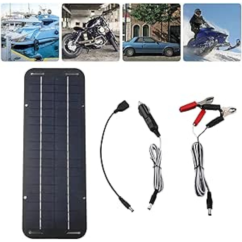 30W Solarmodul 12V Trickle Charger für Batterieerhaltung Boot Auto Wohnmobil | Mit Saugnäpfen Kfz-Ladegerät Doppelclip USB-Kabel | IP65 Wasserdicht, Geeignet für Fahrzeuge, Camper, Motorräder