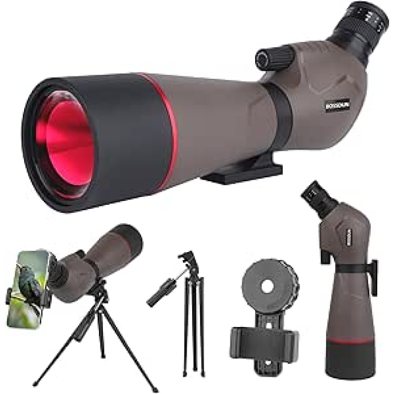 HD teleskopas sporto šauliams su trikoju ir išmaniojo telefono adapteriu, priartinantis Bak4 prizmės FMC objektyvas 45 laipsnių kampu teleskopas paukščiams stebėti Laukinės gamtos peizažai Medžioklė Laukinė gamta Žvaigždžių stebėjimas (GN0044K)