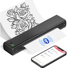 COLORWING A4 Mobile Printer, Thermal Printer with Bluetooth, Portable Printer for Mobile Phone and Tattoo, Supports A4 Thermal Paper and Tattoo Paper, Compatible with Android iOS Mac