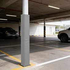 Garažo apmušalas, universalus apsauginis apmušalas, keturvietis apmušalas iš cemento ir metalo (pilkas, 9x9 colių (23x23 cm))