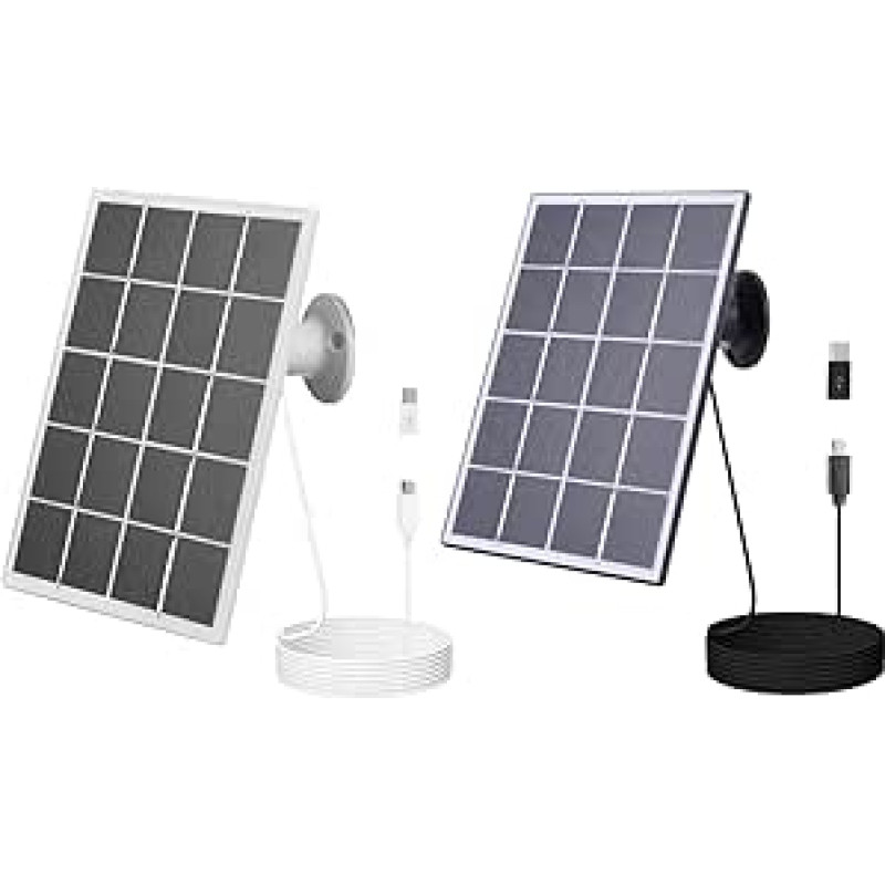 Solarpanel für Sicherheitskamera, wasserdicht, 10 W, 5 V, mit 3 m Kabel, kompatibel mit Türklingeln, Überwachungskameras, Ring EU FY, verstellbar