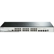 D-Link DGS-1510-28P/E, 28 prievadų 2/3 lygmens išmanusis valdomas gigabitinio kamino komutatorius (24x 10/100/1000 Mbps PoE prievadai, 2x SFP, 2x 10G SFP+, 193 W PoE galia) - tik ES maitinimo kabelis