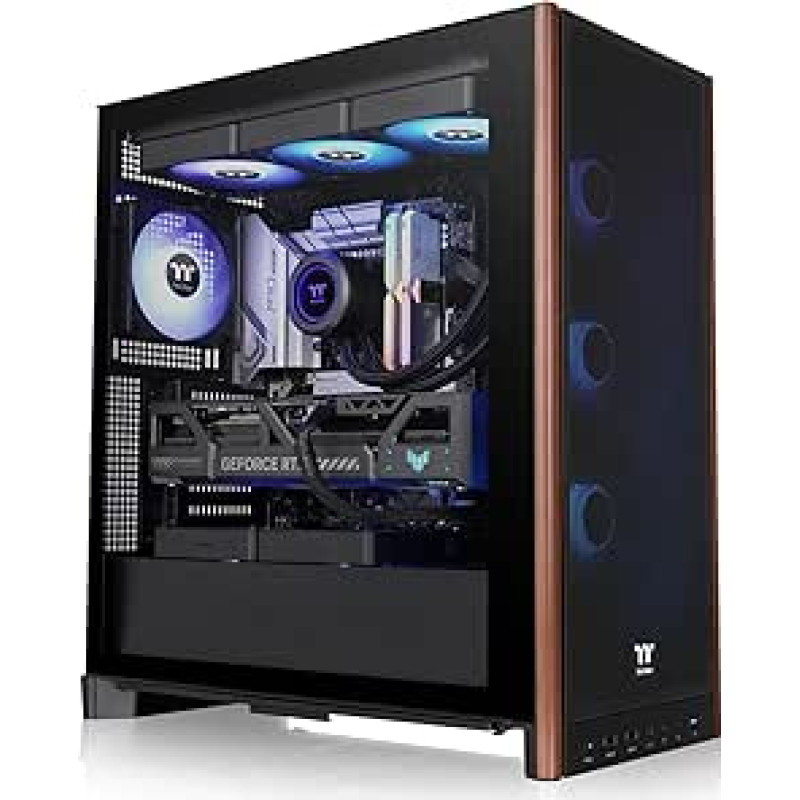 Thermaltake S370 WS Black ATX Midi Tower Tinklelio formos priekis su medžio akcentu 4 x PWM ventiliatoriai Radiatorius iki 360 mm Tylus oro srautas