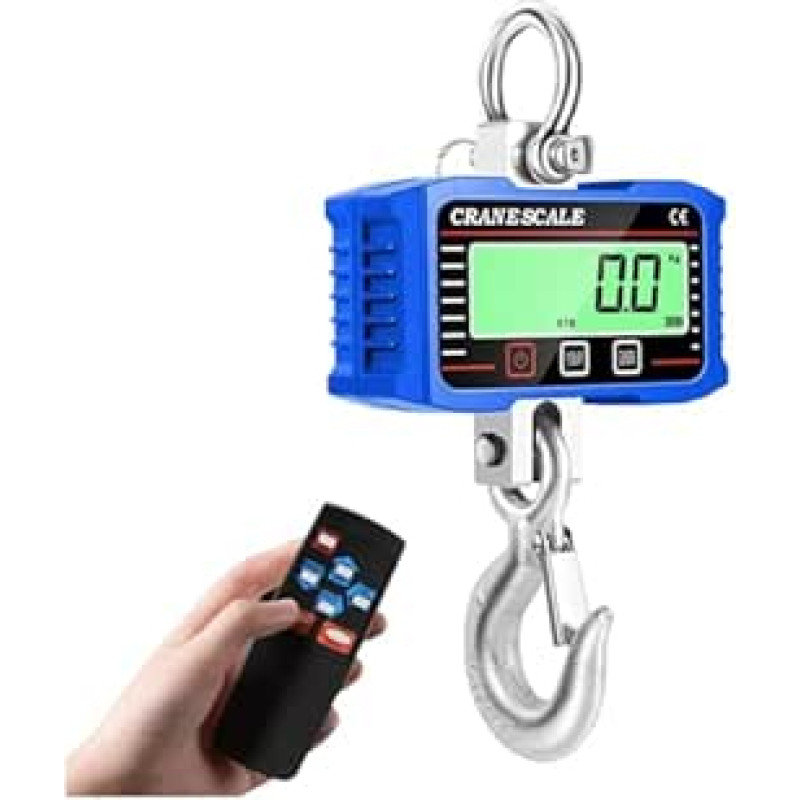 2000 kg Crance-Waage, digitales LCD-Display, Gewicht, Hakenkran, Wiegemessgerät in Industriequalität mit 3-Einheiten-Umrechnungsfunktion Starke Kapazität(BLUE)