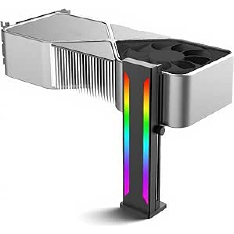 ASHATA vaizdo plokštės GPU laikiklis, vaizdo plokštės laikiklis, ARGB aliuminio magnetinis pagrindas, stumdomas, reguliuojamas GPU laikiklis, 5 V, 3 kontaktų kištukas, 7,1 x 1,7 x 1,4 colio (juodas)