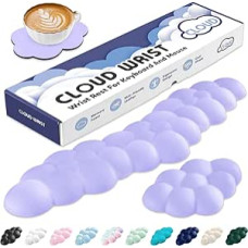 Riešo atramos klaviatūros debesis, ergonominė delnų atramos klaviatūros debesis su PU odos atminties putomis, debesų riešo atrama, mielas debesų riešo palaikymas, kompiuterio žaidimų priedai - violetinė