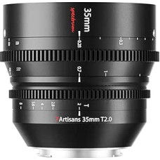 7artisans 35 mm T2.0 didelės diafragmos pilno kadro kino objektyvas, suderinamas su Nikon Z-Mount rankinio fokusavimo mažo iškraipymo veidrodiniais fotoaparatais, skirtais Nikon Z5 Z6 Z6 Z7 Z9 Z50 Z6II Z7II ZFC Juoda