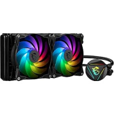 MSI MAG Core Liquid 280R - AIO RGB CPU aušintuvas su besisukančiu dangteliu - 280 mm aušintuvas - dvigubas 140 mm RGB-PWN ventiliatorius, juodas