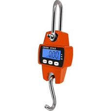 Skaitmeninės krano svarstyklės, 1 vnt., mini pakabinamos svarstyklės, 300 kg/0,1 kg, elektroninės krano svarstyklės, nešiojamos kablio pramoninės svarstyklės, N/lb/kg vieneto konversija, LCD ekranas (spalva: oranžinė, dydis: S)