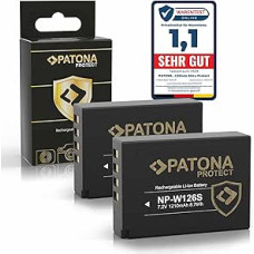 PATONA Protect 2 x NP-W126s NP-W126 1210 mAh NTC jutiklio V1 dėklas, suderinamas su Fuji Fujifilm X-M5 X100F X100VI X-S10 X-T20 X-T30 II X-T5 X-T50 XA1 XA2 XA3 XA5 X-M5