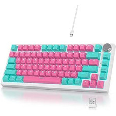 Mechaninė klaviatūra belaidė 75 % su mygtukais, TKL žaidimų klaviatūra 75 % amerikietiška QWERTY RGB Bluetooth/2.4G/USB PBT klavišų dangteliai, 