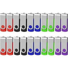 AreTop USB Sticks, 4 GB, Pack of 20, USB 2.0 Memory Stick, USB Stick Key Ring, Flash Drive 20 Pieces, Multicoloured Rotating Memory Stick USB Set