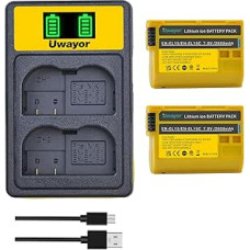 EN-EL15C EN-EL15 EL15A EL15B 2 baterijų paketas ir įkroviklis, skirti Nikon Z5, Z6 II, Z7 II, D7200, D500, D800, D7200, D7000, D750, D7500, D810, D7100, D600, D610 fotoaparatams