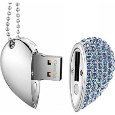 USB atmintinė 32GB Heart Diamond High Speed USB 3.0 Flash Drive Memory Pen Flash Disk Pendrive (mėlyna)