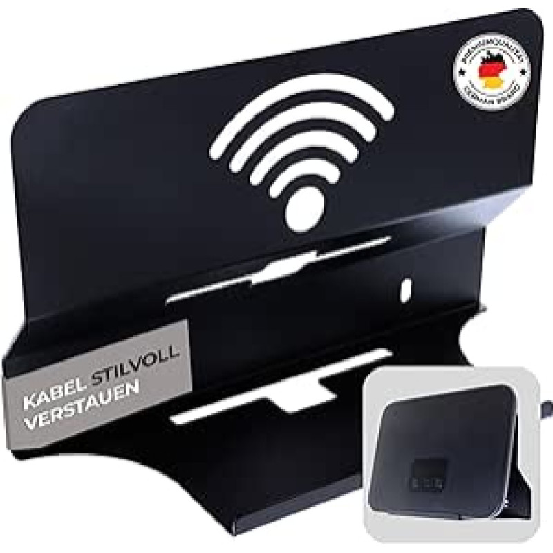 Wall Mount Compatible with Telekom Speedport Smart 4 Router Modem Holder Including Cable Management Heat Dissipation Ventilation Space Saving with Mounting Material Wall Mounting Black