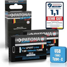 PATONA Platinum LP-E17 USB akumuliatoriai (2 x 1000 mAh) su tiesioginiu USB įvadu - suderinami su 