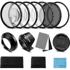 72 mm objektyvo filtrų rinkinys: UV CPL poliarizacijos reguliuojamas ND filtras ND2-ND400 Artimųjų objektyvų filtrų rinkinys +1, +2, +4, +10 objektyvo gaubtas Pilka kortelė Suderinamas su DSLR fotoaparatu