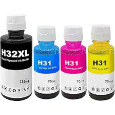 Rašalas, suderinamas su HP 31 32XL rašalo pildymo pakuote, skirta išmaniosios talpyklos 315 319 455 515 516 530 555 558 5105 7005 7006 7305 7306 7306 7605 559 570 655 67 0 790 415 419 Spausdintuvo rašalas (4 pakuotės)