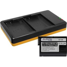 Akumuliatorius ir dvigubas USB įkroviklis EN-EL15(A) / Nikon 1 V1, D500, D600, D610, D750, D800(E), D810(A/E), D850, D7000, D7100, D7200, D7500 (mikro USB laidas)