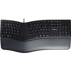 CHERRY KC 4500 Ergo, ergonomiška klaviatūra, belgų išdėstymas (AZERTY), laidinė, atminties putų riešo atrama, išlenkta klaviatūra, juoda