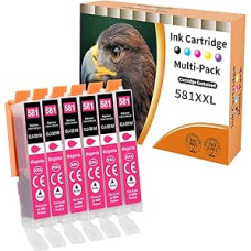 Starlet24 6 x 581XL Magenta Printer Cartridges Compatible with Canon CLI-581 Magenta for Pixma TR8550 TR8500 TS6350a TS705a TS6350 TS8350 TS8250 TS6150 TS9550