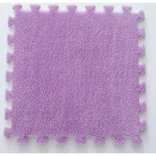 Plüsch Schaum Fußmatten Quadratisches Plüschschaum-Bodenkissen, waschbares, ineinandergreifendes quadratisches DIY-Bodenkissen, rutschfester Schaumstoff-Patchwork-Teppich Schaumteppich(Purple,18