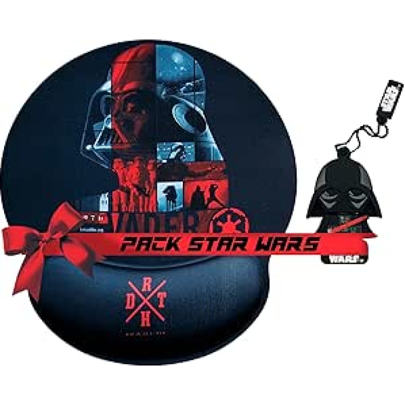 WONDEE Pack Star Wars Darth Vader Geschenke, 32 GB USB atmintinė Laufwerk + Ergonomisches Mauspad mit Darth Vader - Star Wars Fanartikel, Geschenkidee für Geburtstage und Weihnachten