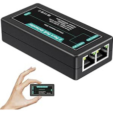 VIMIN 2 prievadų Gigabit PoE ilgintuvas, 1-in-2-Out PoE kartotuvas, skirtas naudoti patalpose, palaiko IEEE802.3af/at su 1000 Mbps, išplečia maitinimą ir duomenų perdavimą iki 100 m (328 pėdų)