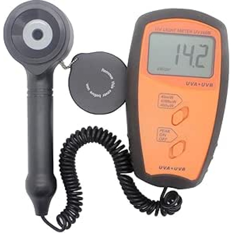 UVB matuoklis, profesionalus UV šviesos matuoklis, UV radiometras, LCD ekranas, UVA ir UVB matavimo įrankiai, didelio tikslumo UV detektorius, 280 nm-380 nm