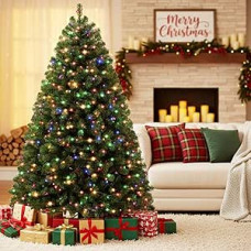 Himimi 180 cm Premium Artificial Christmas Tree with RGB LED Lighting - 1000 Branch Tips, Metal Stand, Folding Branches, Gloves Included, Christmas Tree for Christmas Decoration, Green