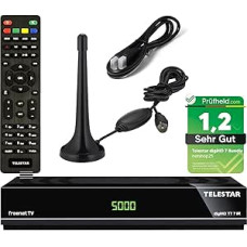 Set: Comag SL65T2 DVB-T2 Receiver (With Access System for Freenet TV) + Active DVB-T2 Antenna + HDMI Cable, HDTV, PVR Ready, HD USB Media Player, HDMI and SCART Output, Black