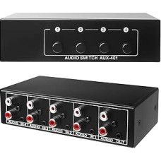 AUX Audio Switcher: 4 in 1 Out Audio Video Splitter, Stereo Audio Selector, Bi-Directional Audio Switch 3.5 mm Aux + RCA L/R, Audio Switcher for Headphones Phone Sound System