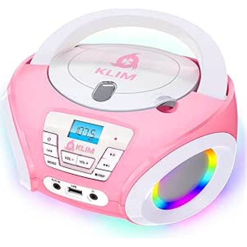 KLIM Candy Kids CD grotuvas vaikams - FM radijas - su baterijomis - rožinis - nešiojamasis 