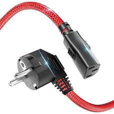 Power Cable 3-Pin 2 m Nylon Braided Universal Power Cable (CEE 7/7 to IEC60320 C13) with VDE for Monitors, PC, Printers, PS3/PS4 Pro, Scanner, TV, Screen, Projector etc