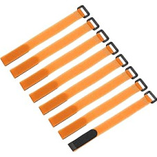 sourcing map 8 Pack Reusable Battery Tie Down Straps 2 x 10 Inch Orange Nylon Multipurpose Battery Holder Adjustable Strap Velcro for Home Office RC Boat Car