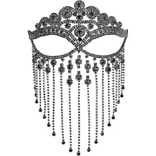 OIDEA Damen Maskenball Quasten Maske: Gold Silber Schwarz Halloween Sexy Luxus Halbmaske mit Kristall Augenmaske mit Strass für Frauen Party Cosplay Fotoshooting Hochzeit Gala Bühnenauftritt