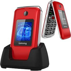 4G mobilusis telefonas senjorams be sutarties Sulankstomas mobilusis telefonas 1200 mAh baterija Ilgas budėjimo režimas Mobilusis telefonas Dideli mygtukai Mobilusis telefonas senjorams su įkrovimo stotele SOS pagalbos iškvietimo mygtukas