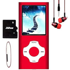 Hotechs Slim Design MP3 Player MP4 Player with 32GB Memory Card Digital LCD Display 1.8 Inch Display FM Radio