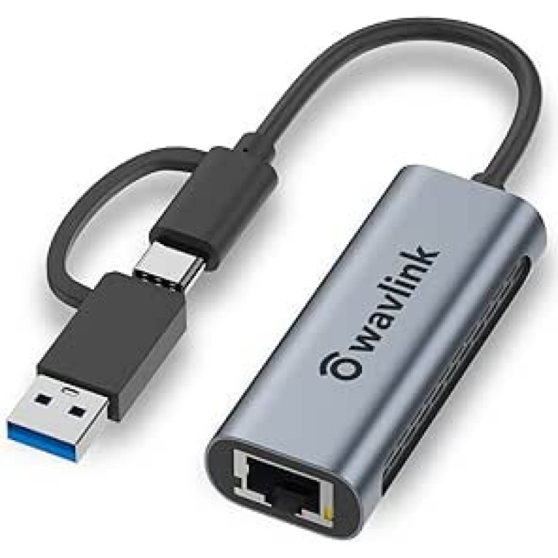 WAVLINK USB 3.0/USB C į 2,5G Ethernet adapteris, 2500Mbps USB LAN adapteris, 