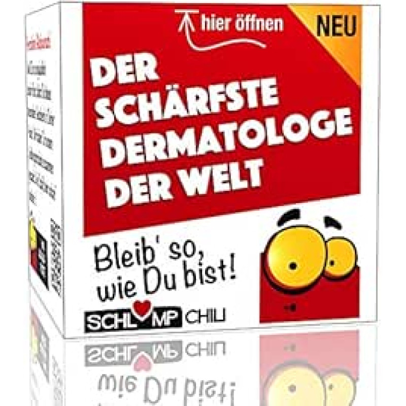Schlump-Chili Aštriausias pasaulyje dermatologas - juokingas dermatologo dovanų rinkinys gydytojams. Šauni dovanos gydytojams idėja, pvz., gimtadienio, Kalėdų proga arba kaip juokinga padėka.