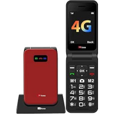 TTfone TT760 Flip 4G Big Button Handy für ältere Menschen mit Nothilfe-Taste Entsperrtes Basic Handy (Rot, mit Dock-Ladegerät)