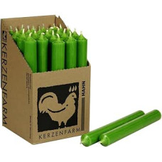 Žvakės - žvakidės žalias - aukščiausios kokybės [pagaminta Vokietijoje] - 10 nuolat dažytų žvakių - 22 mm skersmuo, 18 cm aukštis - žvakių ūkis 