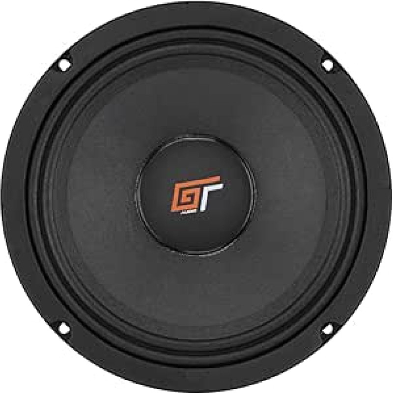 Rinkinys, skirtas bosiniam veidui GT Audio GT-MR8/4 1 vidutinio dažnio žemų dažnių garsiakalbis 20 cm 200 mm 8 colių skersmens 100 W RMS 200 W maksimalus impedansas 4 Ohm Automobilio durys 1 vnt.