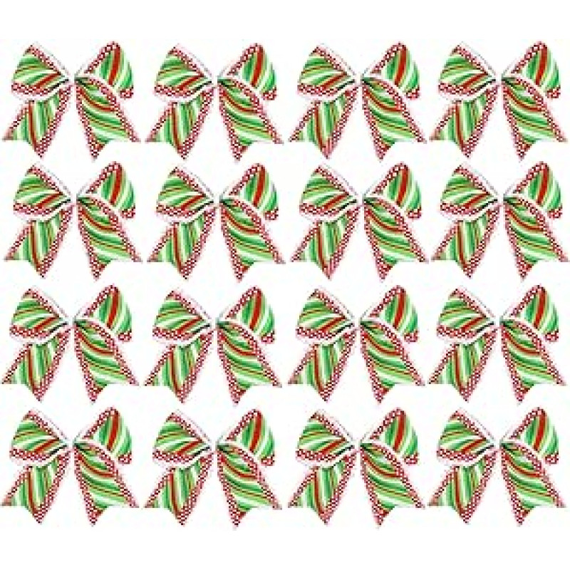 16 Stück rot-grüne Weihnachtsschleifen, 15 cm, Weihnachtskränze, Schleifen, Ornamente, Weihnachtsbaum, Streifen, Schleifen, Bänder für Weihnachten, Party, Geschenkverpackung, Girlande