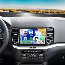 8 Core 6+128G Car Radio for Volkswagen Sharan II 7N Seat Alhambra II with Carplay Android Car, 9 Inch Touchscreen Radio with Intelligent Voice Bluetooth WiFi GPS FM/RDS 36EQ SWC + Reversing Camera
